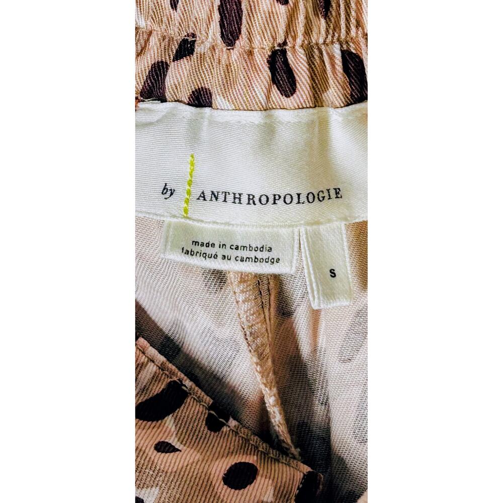 Anthropologie Wide Leg Pleated Brown & Pink Leopard Pants- Small - Picture 10 of 10